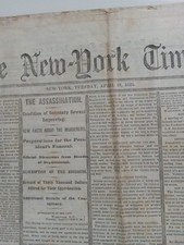 April 18, 1865 - President Lincoln Assassination - New York Times Newspaper picture