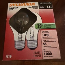 Sylvania A19 Clear Halogen 53W 1050 Lumens Light Bulbs 2-Pack picture