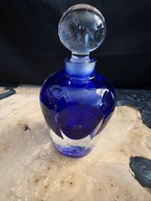 Vintage Badash Crystal Cobalt-Blue Art-Glass Perfume Bottle -90's-2000's, picture