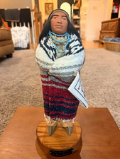 Vintage Mary Masters Sacagawea Doll Clay Sculpture Signed Native American 13.5