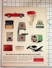 Vintage 1950s Owens-Corning Fiberglass Ad Corvette Motorola Sears TV Lockheed picture