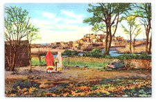 c1938 Pueblo de Taos Postcard Taos NM, Frontier History Southwest Culture picture