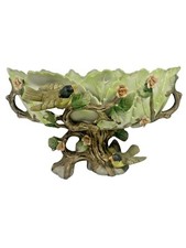 Vintage Lenwile Ardalt Japan Hand Painted Bisque Porcelain Footed Bowl Birds  picture