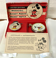 NIB Ingersoll Disney Mickey Mouse LE 1933 Reproduction Pocket Watch #0336/5000 picture