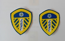 2x small Leeds United Upcycled Cotton Iron on Crest Badge patch LUFC picture