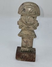 VINTAGE HAND CARVED STONE MESOAMERICAN STYLE TEOTIHUACAN MAYAN GOD FIGURINE 4.5