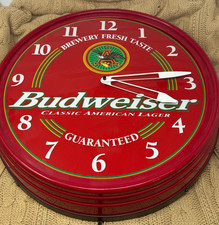 Vintage Budweiser King Of Beers 19' Electric Light Up Wall Clock 1996 Man Cave picture