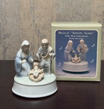 Arnart Christmas Nativity Porcelain Music Box Silent Night 1986 Original Box picture