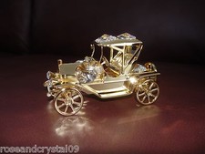 VINTAGE CAR~24K GOLD PLATED FIGURINE  ADORNED USING SWAROVSKI CRYSTAL ELEMENTS picture