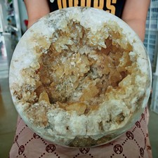 14.74LB RARE Natura crystal Moroccan Geode Sphere Quartz Crystal Healing picture