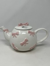 Pink Bow Teapot Lang Design Hand Painted New shabby chic 2024 ceramic VHTF new picture
