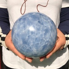7.2LB Natural blue calcite quartz crystal ball mineral specimen healing picture