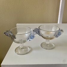 Vintage Clear Glass Dessert Cups With Colored Chicken Head, Tail, Wings Set Of 2 picture