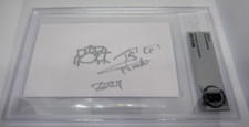 Nicko McBrain Iron Maiden drummer signed autographed sketch 3x5 card BAS Beckett picture