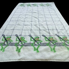 ​Vintage 1980 Martex Kermit the Frog Towel Jim Henson Muppets Banjos Green White picture