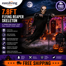 7.8FT Flying Skeleton Reaper Halloween Decoration Outdoor Skull Ghost Yard Decor picture
