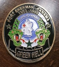 US Military Fort Sherman Panama Jungle Expert Challenge Coin Green Hell JOTC picture