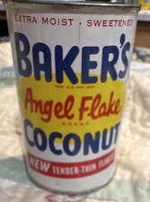 Baker's Vintage Advertising Can Angel Flake Coconut Sweetened unopened 1950’s picture