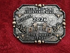 X~Treme Rodeo Champion☆Bullfighting☆2026☆ TROPHY BUCKLE☆Hells Half Acre☆RARE☆843 picture