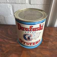 Vintage DAUFUSKI OYSTERS Tin Can One Pint Savanna GA. picture