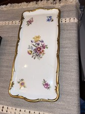 Vintage Reichenbach Porcelain Tray German Democratic Republic Floral Gold Trim picture