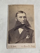Vintage CDV Man W/ Bushy Beard Bearded W/ Pipe A. H. Smith  picture