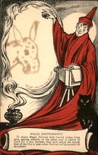 Magician with magic Photography DonkeyNovelty c1900s-10s Vintage Postcard bhn picture