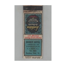 1920s-1930s Diamond Quality Matchbook Cover Quincy Hotel Enosburg Falls VT picture