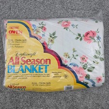 Vtg Owen MFR Rose Print All Season Blanket Full/Twin 70