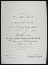 1963 Texas Welcome Dinner Invitation John F Kennedy Assassinated Ticket picture