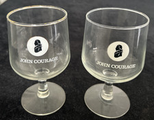 JOHN COURAGE Beer 2 x Half Pint Stemmed Glasses -Vintage Collectible picture
