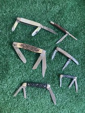 Collection of six vintage knives- Case, Tree Brand, Uncle Henry picture