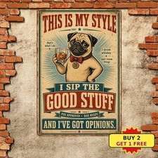 Funny Pug Dog Whiskey Quote Metal Sign Retro Man Cave Pub Tavern Decor picture