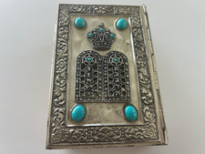 Vintage 1968 Metal SILVER Turquoise ISRAEL Holy Scriptures BIBLE Hebrew/English picture
