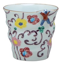 Kyoto-yaki Kiyomizu-yaki Free Cup, Flower Wave Arabesque  Purple , 260ml, picture