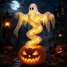 LED Swirling Ghost Pumpkin Yard Lamp | Lighted Halloween Garden Decor, Outdoor L picture
