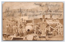 RPPC ~ PLEVNA MT ~ Work crew & Steam Donkey ~ Occupational , overalls picture
