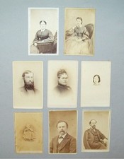 Antique Vtg C 1800s Group 8 CDV Photographs Men Women and a Girl Asst Backmarks picture