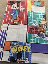 vtg COOL MICKEY MOUSE FLAT SHEET Walt Disney Co. Sunglasses Boombox Mobile Twin  picture