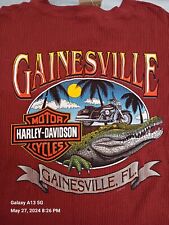 NWT Vintage 1997 Alligator Gainesville Harley-Davidson Red Long John Shirt M picture
