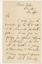 1882 Handwritten Letter Lancaster Town Hall Richard Monk 2 J.W. Sandell England picture