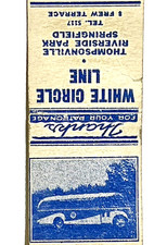RARE 1940'S THOMPSONVILLE, RIVERSIDE PARK, SPRINGFIELD IL- WHITE CIRCLE BUS LINE picture