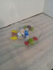 Vintage Clear Candy Dish Octagon Shape  Murano Style Candy For Feet W/3 Candy. picture
