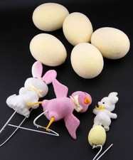Vintage Easter Felt Flocked Bunny, Chick and Egg Decorations Lot picture