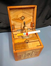 Antique Mechanical Cigarette Dispenser Box, Marquetry Inlaid With Animated Tune picture