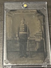 Antique 1860s US Soldier Band Military Man Wearing Pickelhaube Prussian Tintype picture