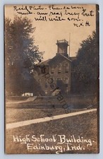 K3/ Edinburg Indiana RPPC Postcard c1910 High School Building 165 picture