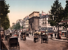 France, Paris. Boulevard Saint-Martin. vintage photochrome print, vintage pho picture