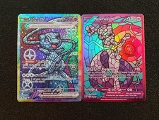 Mew EX + Mewtwo EX Stained Glass Foil Cosplay Custom Fan Art Homage Set picture