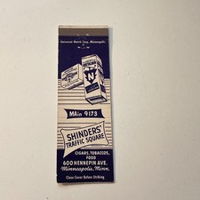 Shinders' Traffic Square Minneapolis MN Vintage Matchbook Cover 4MB114-5 picture